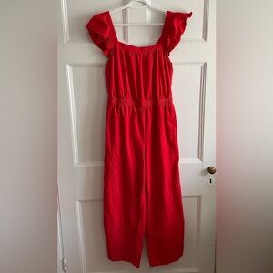 Linen Bland Red Jumpsuit